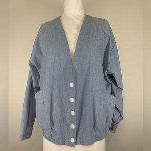 Vintage Arnold Palmer Collection Blue Chambray Button Front Cardigan Jacket